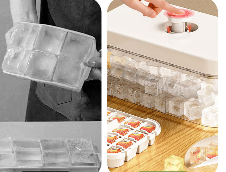 Mold DIY Maker Home Cube Tray With Lid Square Grid Storage Ice Making Kit_voghion.com