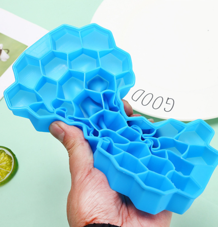 Honeycomb Silicone Ice Cube Tray With Lid 37 Cavity Mold_voghion.com