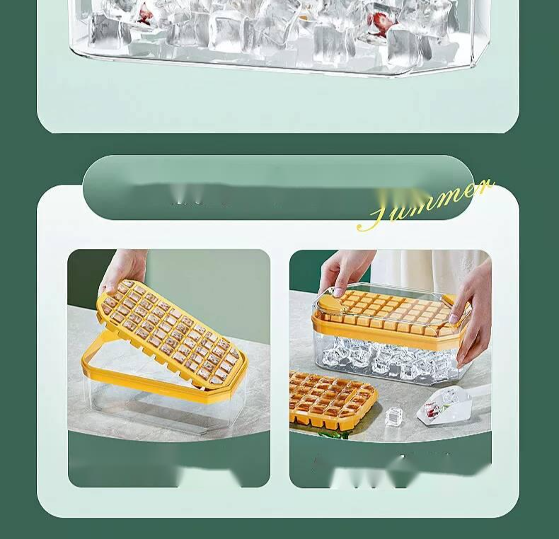 Ice Cube Tray With Lid For Freezer Large Capacity Mould Container_voghion.com