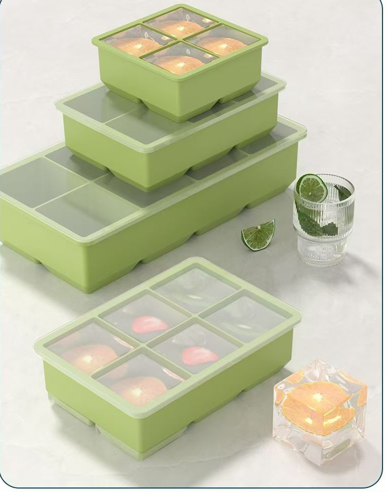 Silicone Ice Cube Tray With Lid For Kitchen Household Use_voghion.com