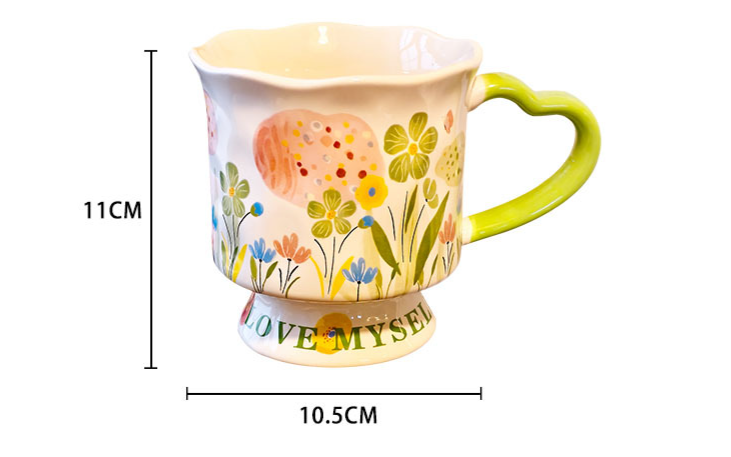Floral Ceramic Mug Unique Design Coffee Cup Birthday Gift Idea_voghion.com