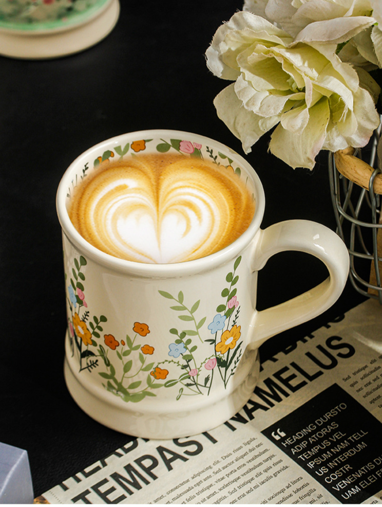 Keramik Kaffeetasse Mit Blumenmuster Für Büro Und Zuhause_voghion.com