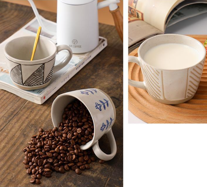 Japanese Hand-painted Ceramic Mug Unique Rustic Coffee Cup_voghion.com