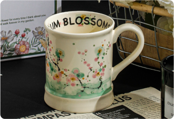 Keramik Kaffeetasse Mit Blumenmuster Für Büro Und Zuhause_voghion.com