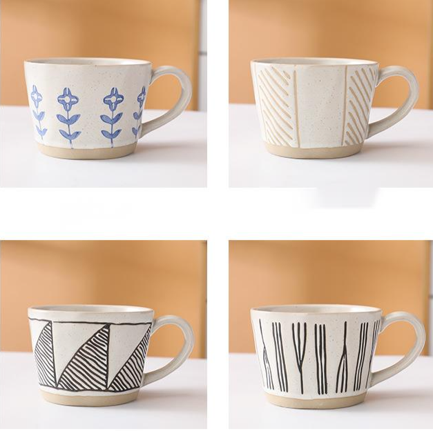 Japanese Hand-painted Ceramic Mug Unique Rustic Coffee Cup_voghion.com