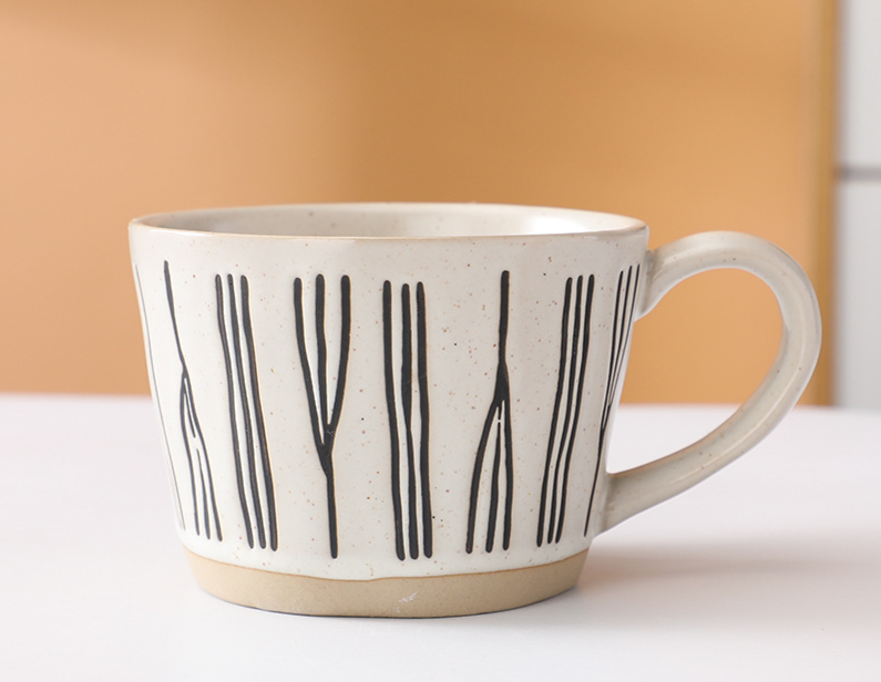 Japanese-style Hand-painted Mug A Unique Design, Niche Rustic Ceramic With Underglaze Decoration, Breakfast Milk Coffee_voghion.com