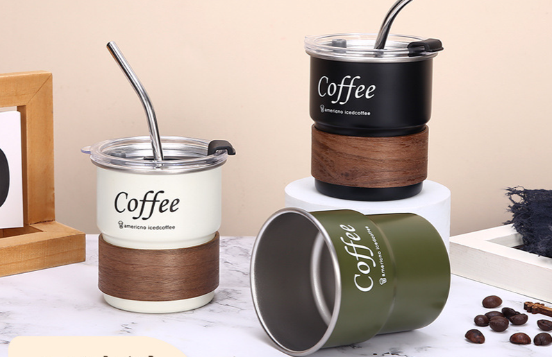 304 Edelstahl Kaffeebecher, tragbarer Bierbecher mit hochwertiger Schutzhülle und Verbrühungsschutz für Outdoor-Aktivitäten wie Camping und Camping._voghion.com