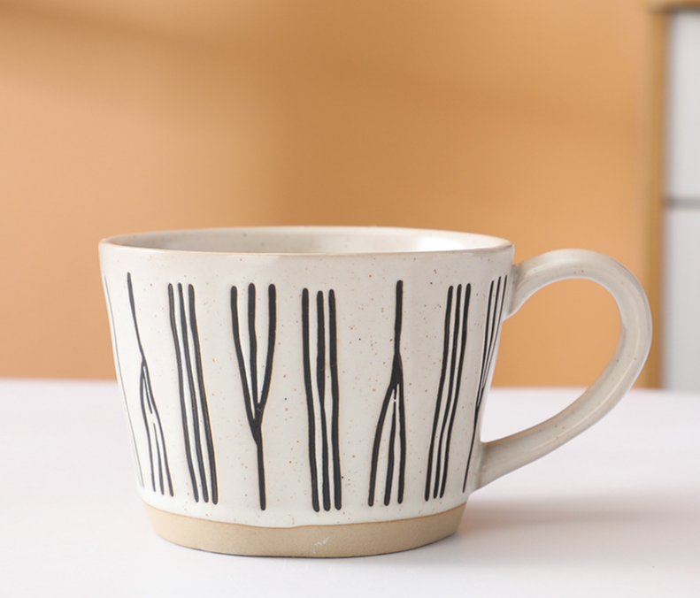 Japanese-style Hand-painted Mug A Unique Design, Niche Rustic Ceramic With Underglaze Decoration, Breakfast Milk Coffee_voghion.com