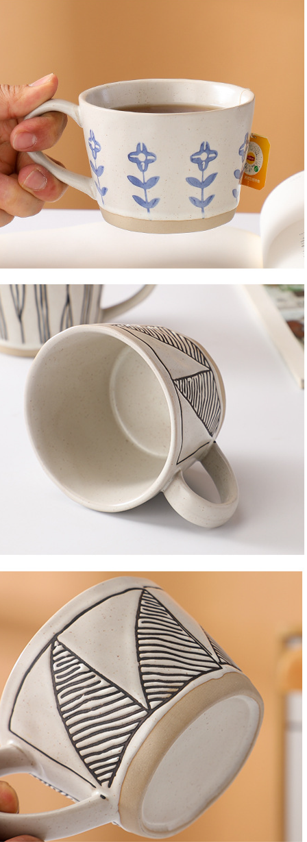 Japanese Hand-painted Ceramic Mug Unique Rustic Coffee Cup_voghion.com