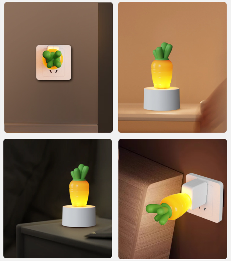 Carrot Led Night Light Rechargeable Bedside Lamp For Children_voghion.com