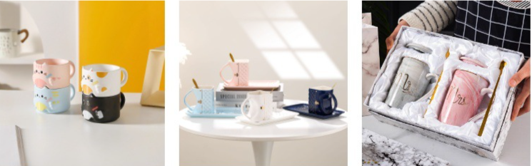 Ceramic Coffee Cup And Saucer Set With Bowknot Elegant Design_voghion.com