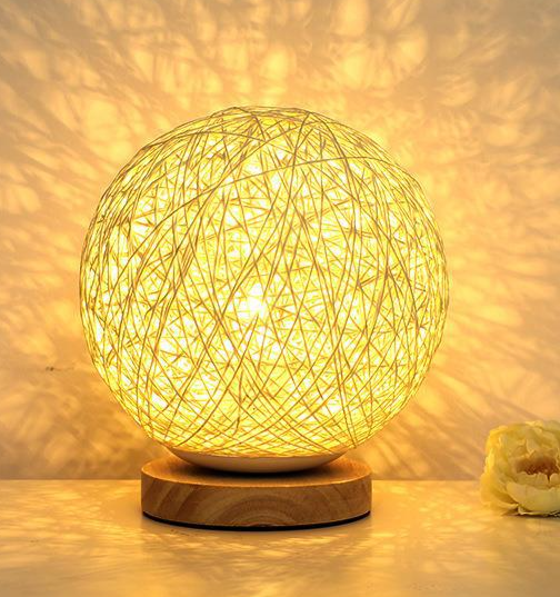 Rattan Ball Led Night Light Starry Sky Table Lamp For Bedroom_voghion.com