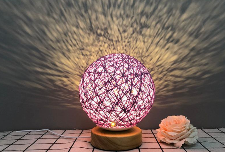 Rattan Ball Led Night Light Starry Sky Table Lamp For Bedroom_voghion.com