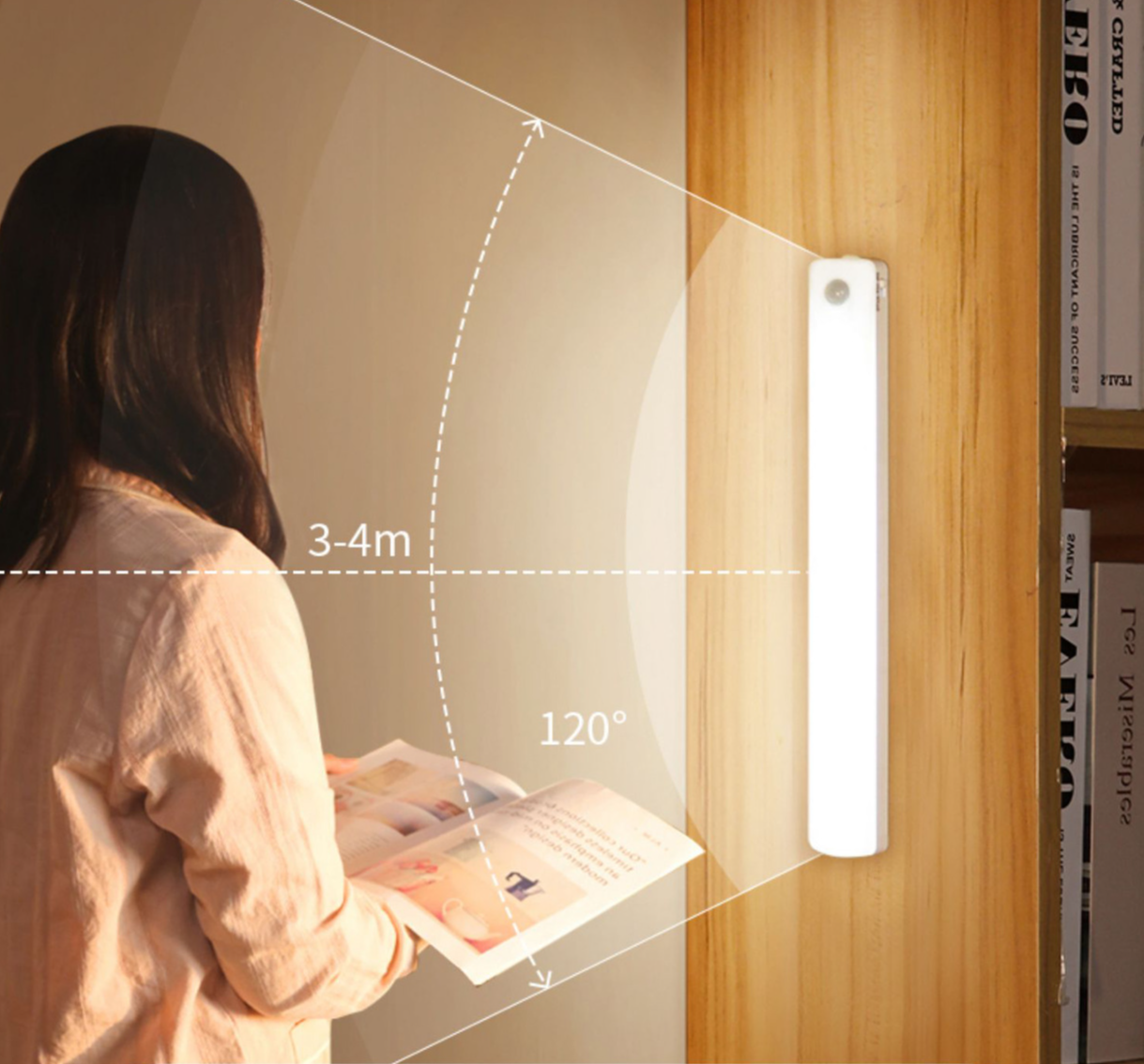 Scala con sensore di movimento intelligente, suono e controllo automatici, armadio, ricarica wireless notturna, luce notturna a LED_voghion.com