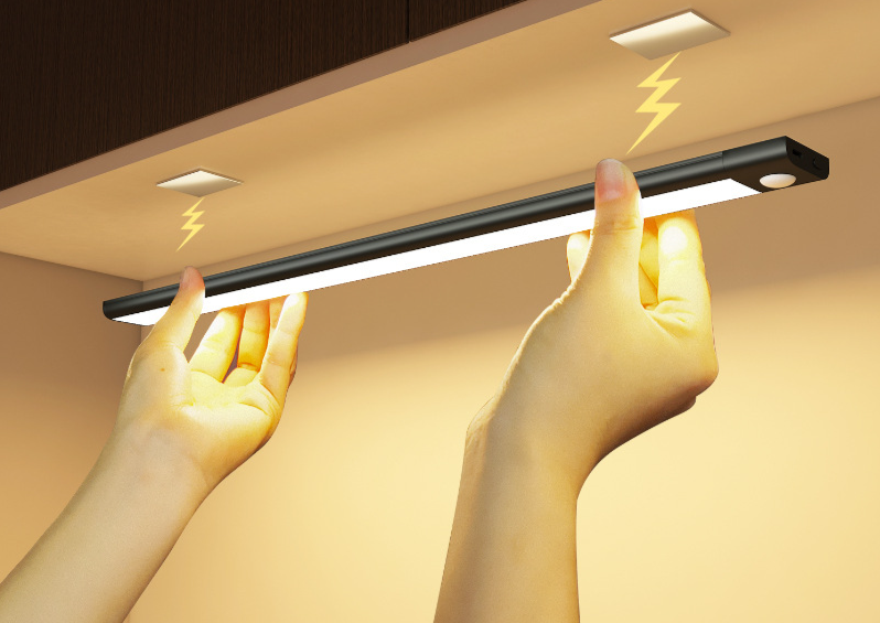 Ultra-Thin Wardrobe Cabinet LED Motion Sensor Night Rechargeable Magnetic Smart Bedside Strip Light_voghion.com