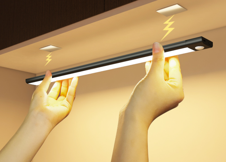 Ultra-Thin Wardrobe Cabinet LED Motion Sensor Night Rechargeable Magnetic Smart Bedside Strip Light_voghion.com
