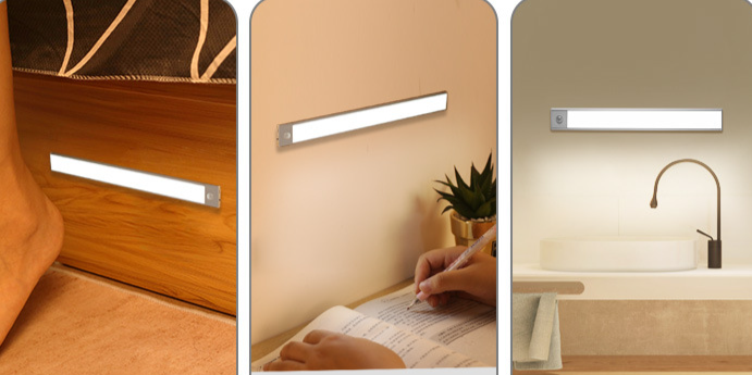 Ultra-Thin Wardrobe Cabinet LED Motion Sensor Night Rechargeable Magnetic Smart Bedside Strip Light_voghion.com