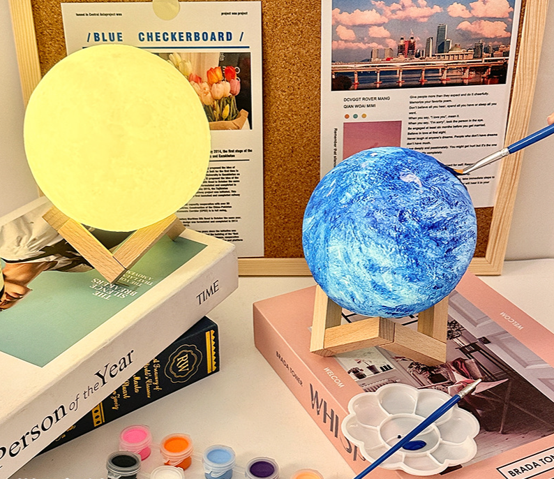 Creative Hand-painted Moon Night Light Led Bedroom Bedside Lamp_voghion.com