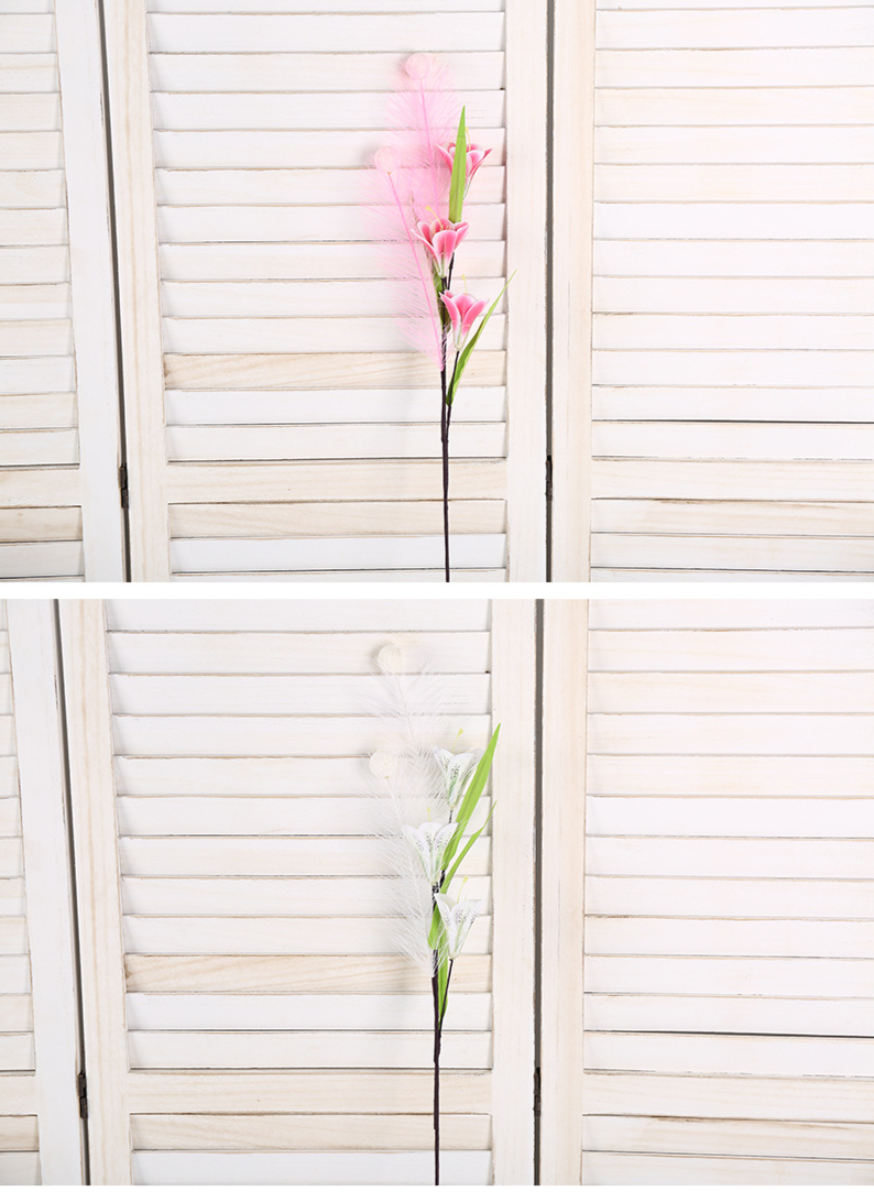 Ramo de lirios y bolas doradas flores artificiales con junco_voghion.com