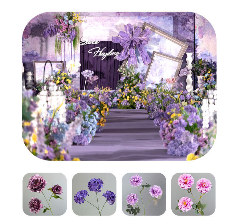 Flores artificiales moradas para bodas y arreglos florales_voghion.com