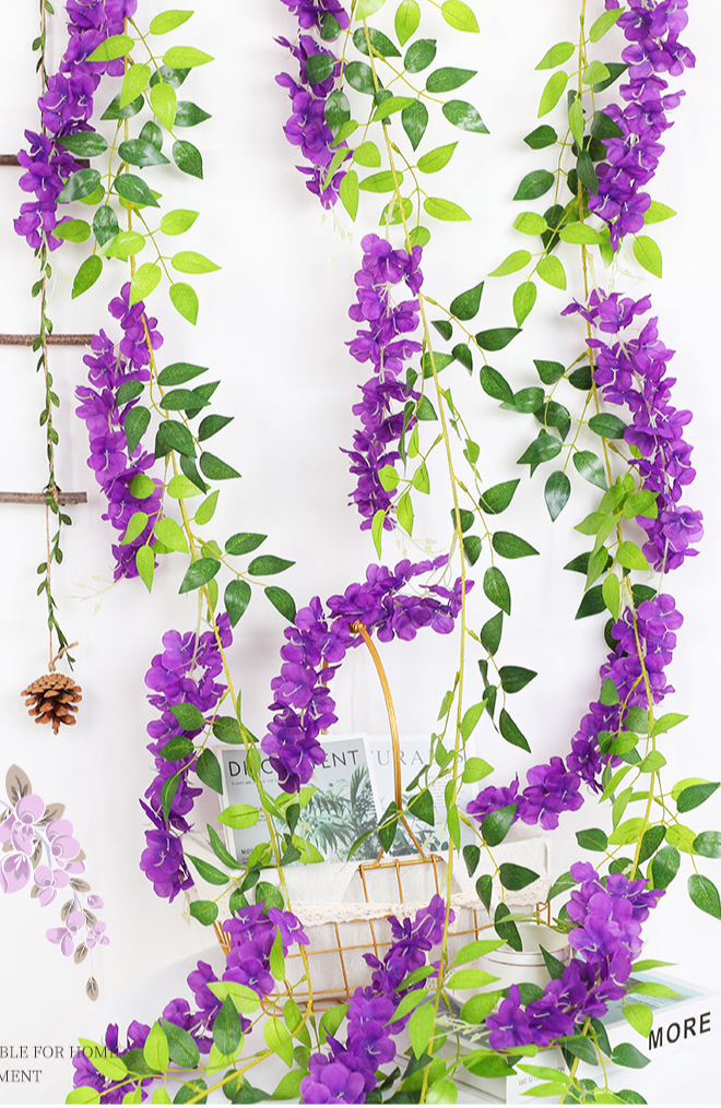 Artificial Wisteria Garland For Wedding Ceiling Floral Decoration_voghion.com