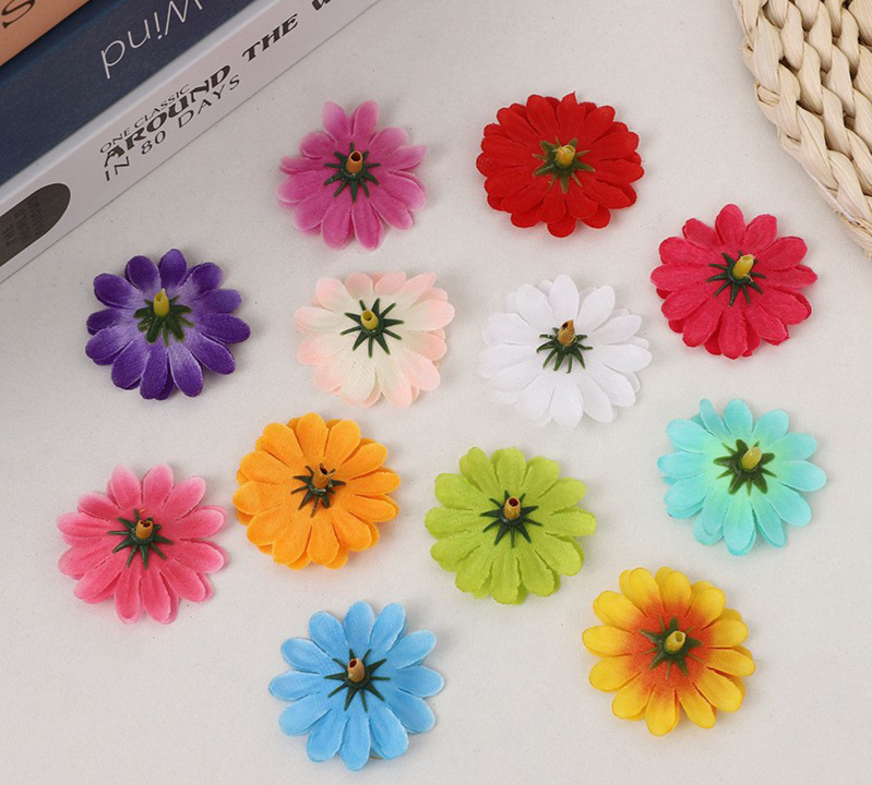 4cm Artificial Chrysanthemum DIY Sunflower Small Daisy Arch Road Guide Arrangement Flower Wreath Head Accessories_voghion.com