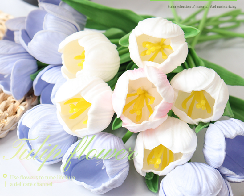 Tulipán Baishun transfronterizo, flores artificiales, flores falsas, material plástico, decoración de bodas, accesorios para ramos de sala de estar_voghion.com