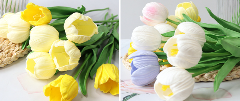 Tulipán Baishun transfronterizo, flores artificiales, flores falsas, material plástico, decoración de bodas, accesorios para ramos de sala de estar_voghion.com