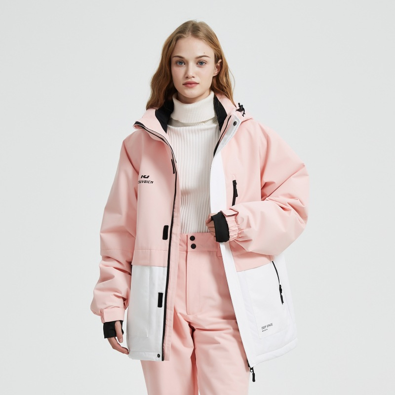 23 Korean Style Suit Set Unisex Windproof Waterproof Warm Couple Jacket Snowboard Ski Pants_voghion.com