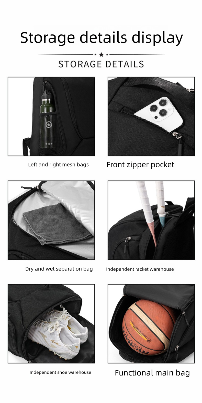 Multifunctional Basketball Backpack Sports Bag For Training_voghion.com