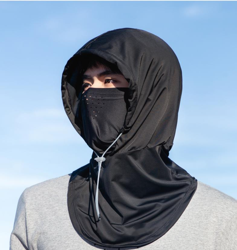 Ice Silk Sunscreen Mask For Men, Summer Outdoor Cycling UV Protection Full-face Mask, Head Neck Cover, Sun Hat_voghion.com