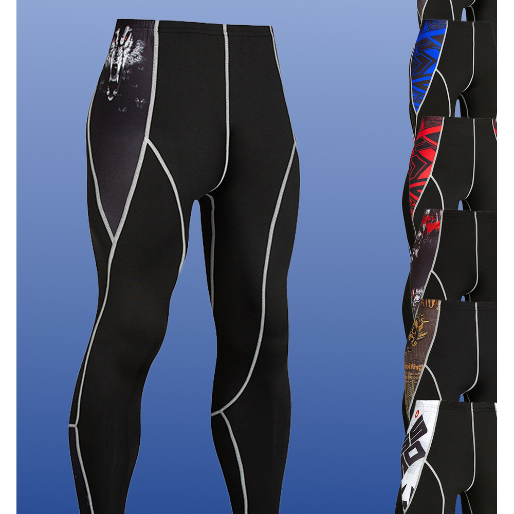 Breathable Quick Dry Printed Men's Sports Fitness Training Running Outdoor Tight Pants_voghion.com