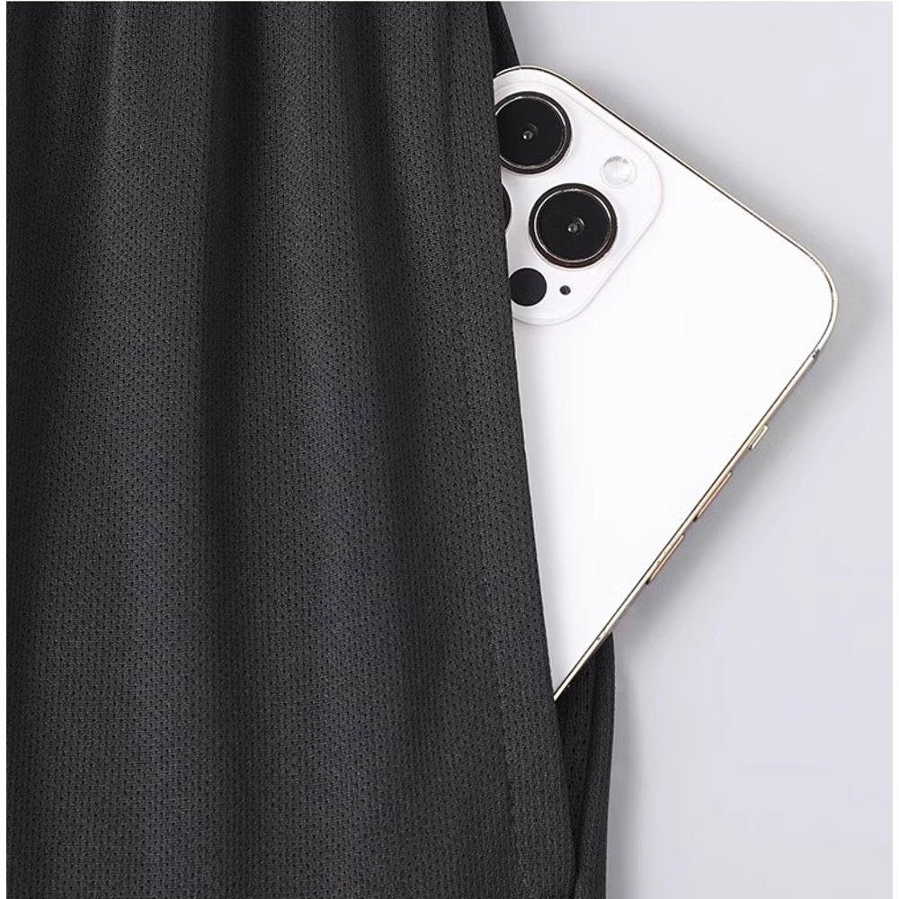 Sommerliches Indoor-Sport-Kurzarm-Set, Fitness für Damen, Outdoor-Laufbekleidung, schnelltrocknend, Herren-Eisseiden-Sportbekleidung, Schwarz_voghion.com