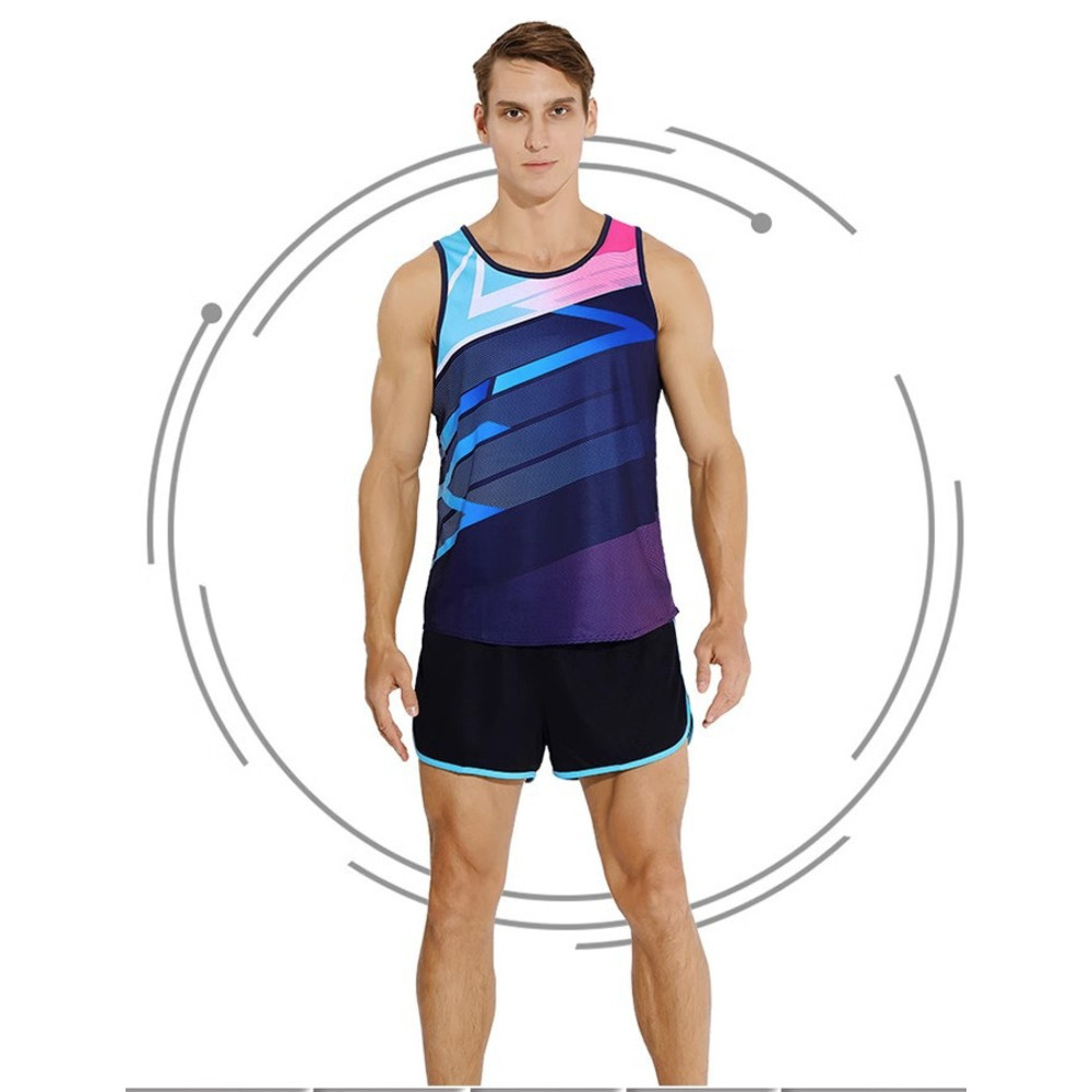 Leichtathletik-Set für Männer und Frauen, Marathon-Laufweste, bedruckter Trainingsanzug für Sprintprüfungswettbewerbe für Sportstudenten_voghion.com