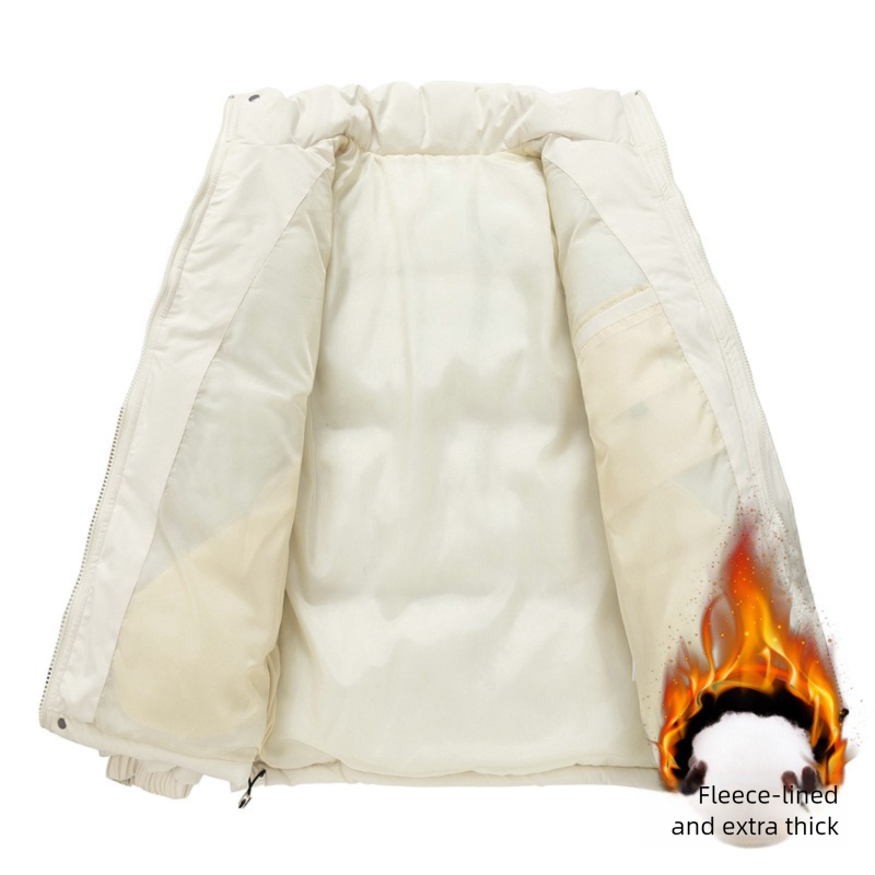 Men's Winter Couple Stand Collar Outdoor Cotton Coat Thickened Warm Solid Color Trendy Brand Plus Size Puffer Jacket_voghion.com