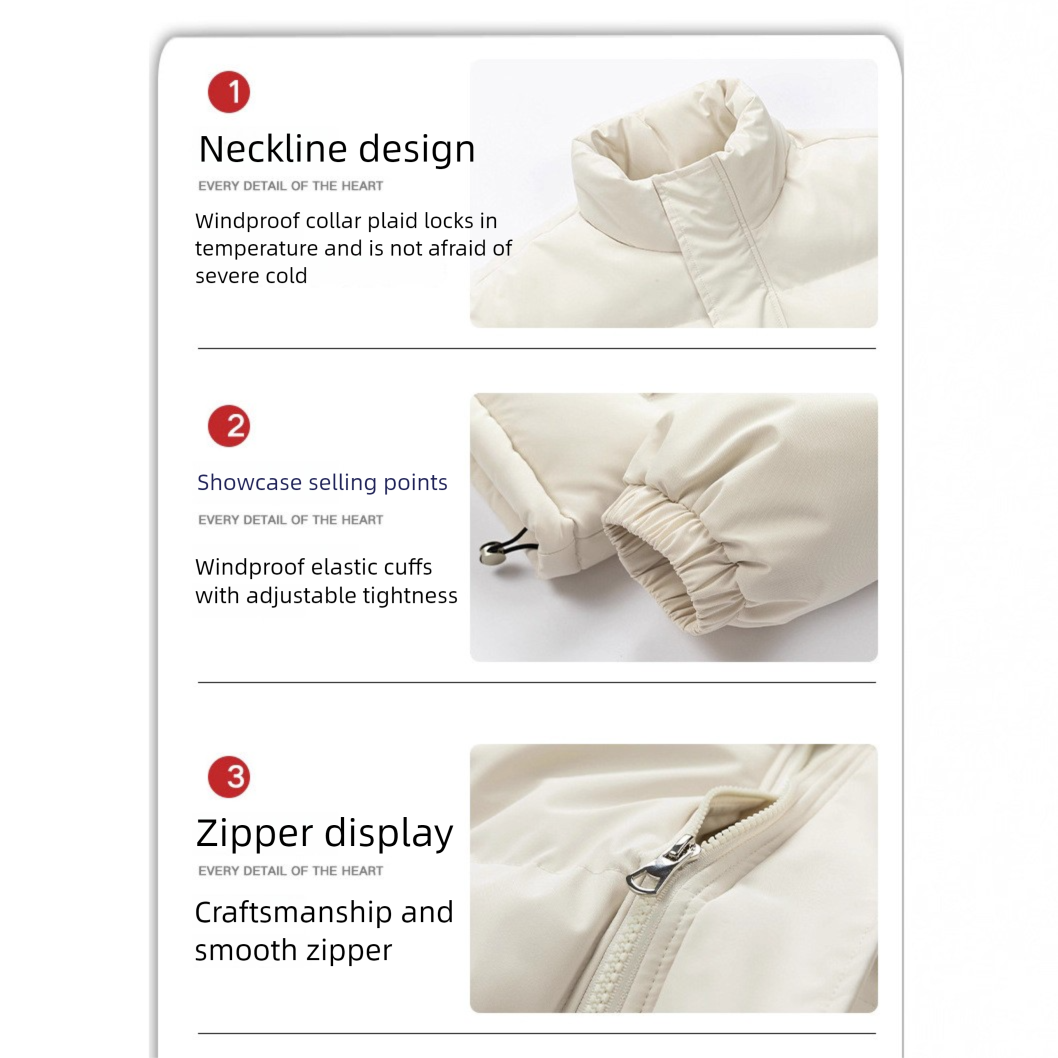 Men's Winter Couple Stand Collar Outdoor Cotton Coat Thickened Warm Solid Color Trendy Brand Plus Size Puffer Jacket_voghion.com