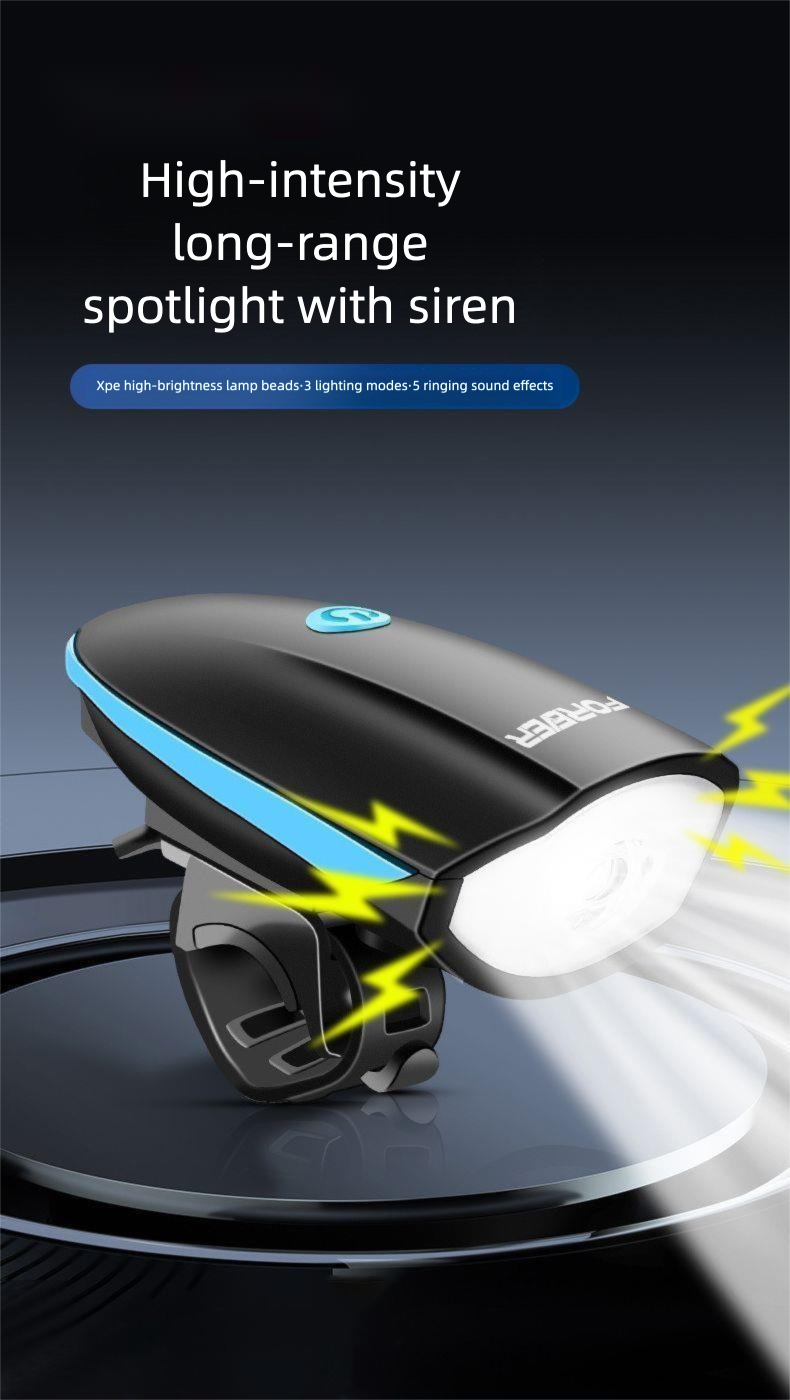 Bicycle Rechargeable Bright Flashlight Mountain Bike Road Horn Front Light Cycling Gear 1_voghion.com