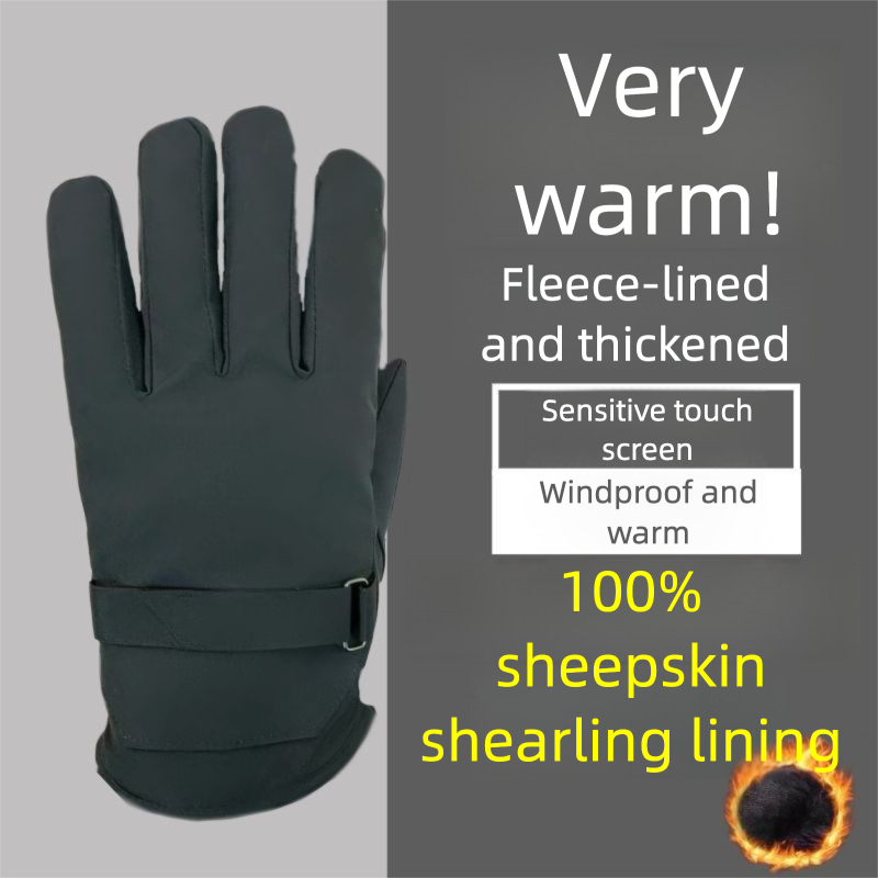Guanti da sci invernali da uomo in calda lana di pecora con touchscreen integrato, impermeabili e antifreddo_voghion.com