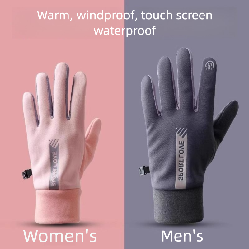 Warme, fleecegefütterte Touchscreen-Handschuhe, kältebeständig, wind- und wasserdicht, Fahrradhandschuhe für Herren und Damen, Winterhandschuhe_voghion.com