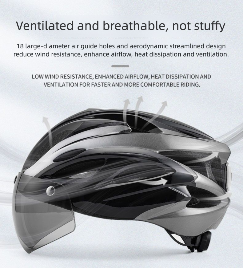 CE Cycling Helmet Magnetic Goggles Men And Women Summer Road Safety Hat With Brim Integrated Breathable Stylish_voghion.com