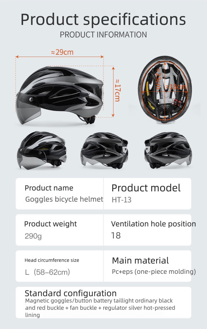CE Cycling Helmet Magnetic Goggles Men And Women Summer Road Safety Hat With Brim Integrated Breathable Stylish_voghion.com