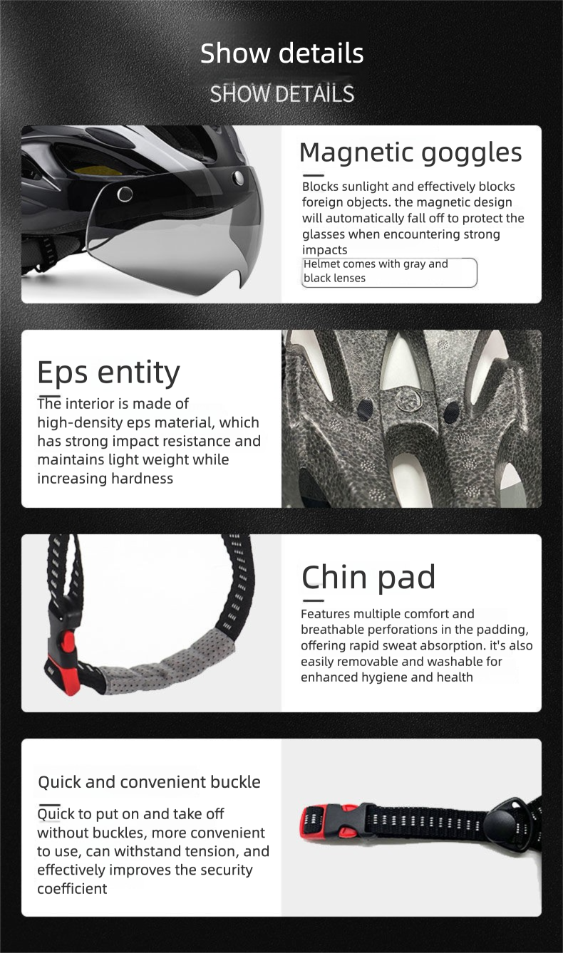 CE Cycling Helmet Magnetic Goggles Men And Women Summer Road Safety Hat With Brim Integrated Breathable Stylish_voghion.com