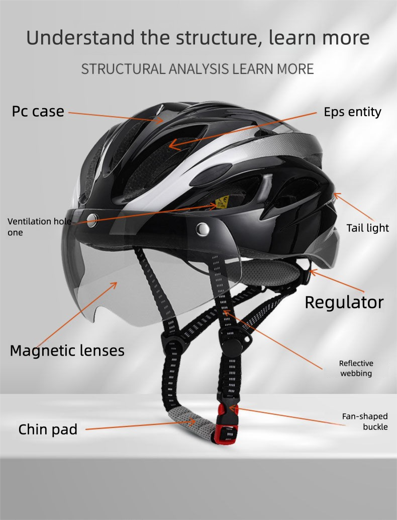 CE Cycling Helmet Magnetic Goggles Men And Women Summer Road Safety Hat With Brim Integrated Breathable Stylish_voghion.com