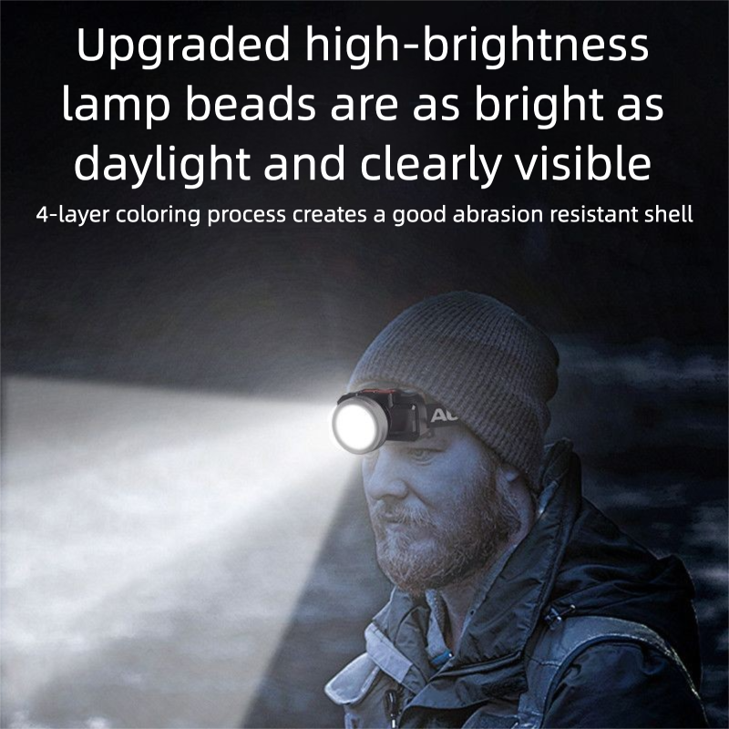 Oaks Headlamp Small Strong Light Head-Mounted Lighting Lamp Rechargeable Super Bright Night Fishing Long Battery Life_voghion.com