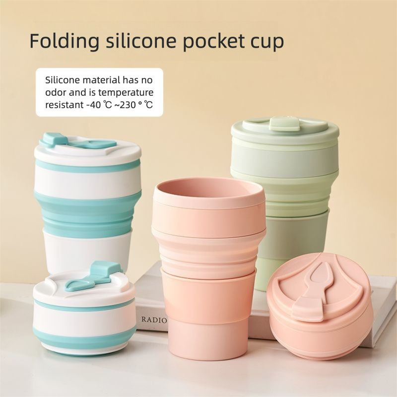 Spazzolino da denti pieghevole portatile per campeggio all'aperto e viaggi, in silicone alimentare, con tazza retrattile e comprimibile._voghion.com