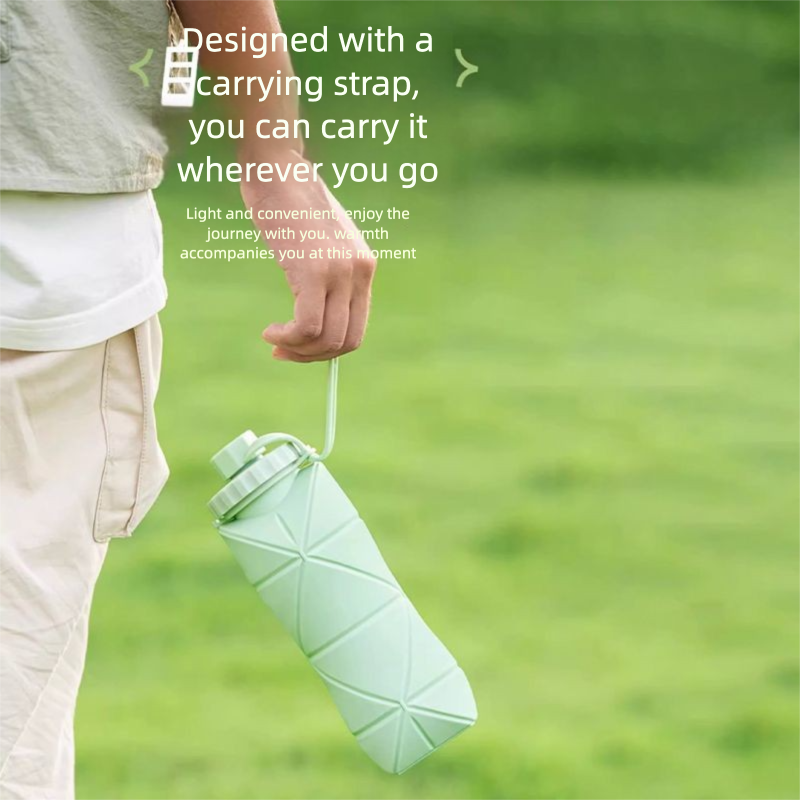 Botella de agua plegable de silicona para correr, mini botella portátil de compresión para deportes al aire libre, ideal para viajes._voghion.com