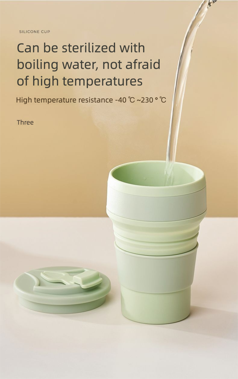 Bicchiere pieghevole in silicone per campeggio ed escursionismo_voghion.com