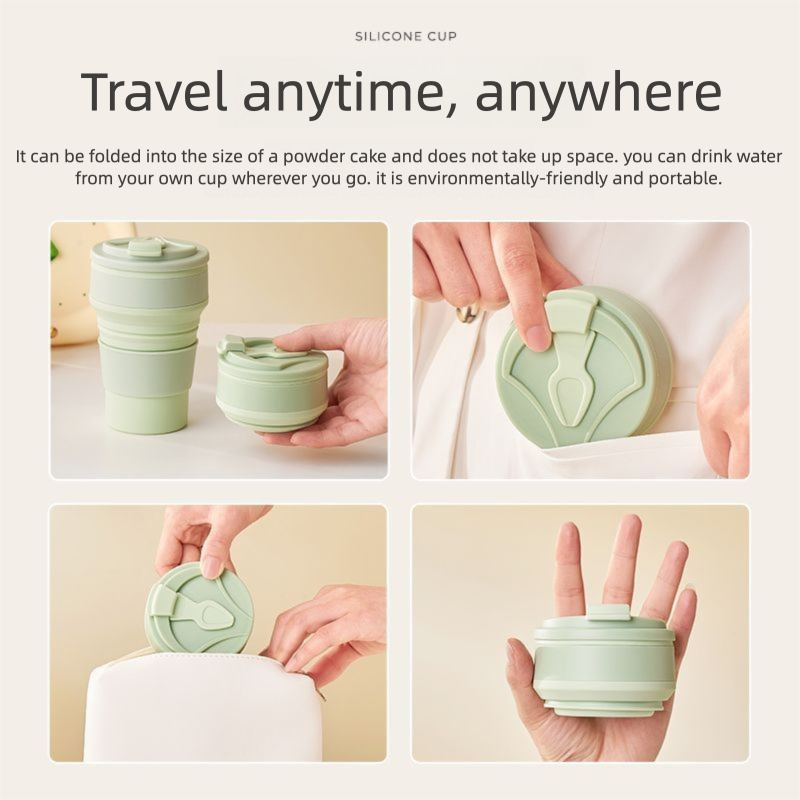Spazzolino da denti pieghevole portatile per campeggio all'aperto e viaggi, in silicone alimentare, con tazza retrattile e comprimibile._voghion.com