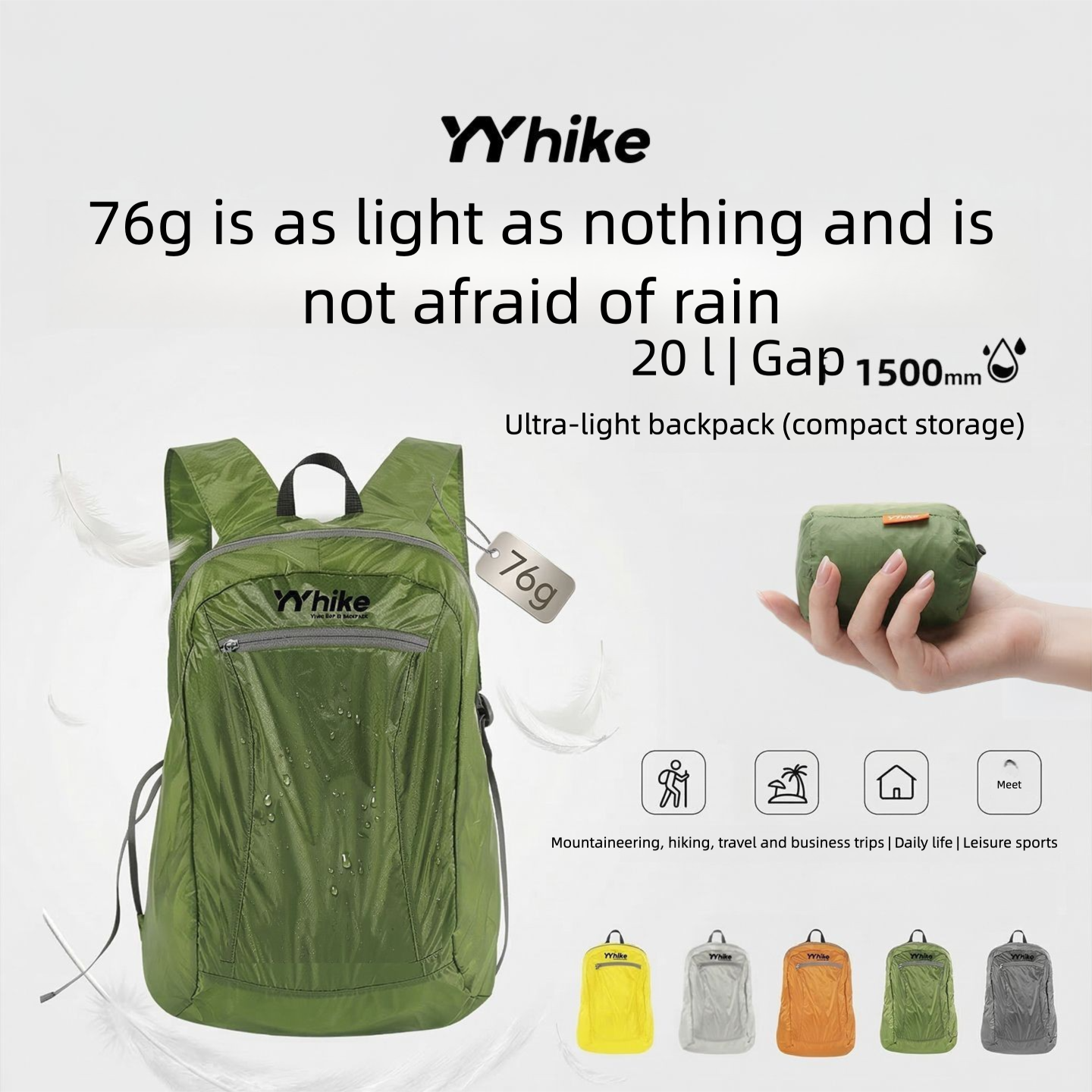 YYhike Lightweight Large Capacity, Portable, Foldable Backpack, Ultra-lightweight Travel Backpack_voghion.com