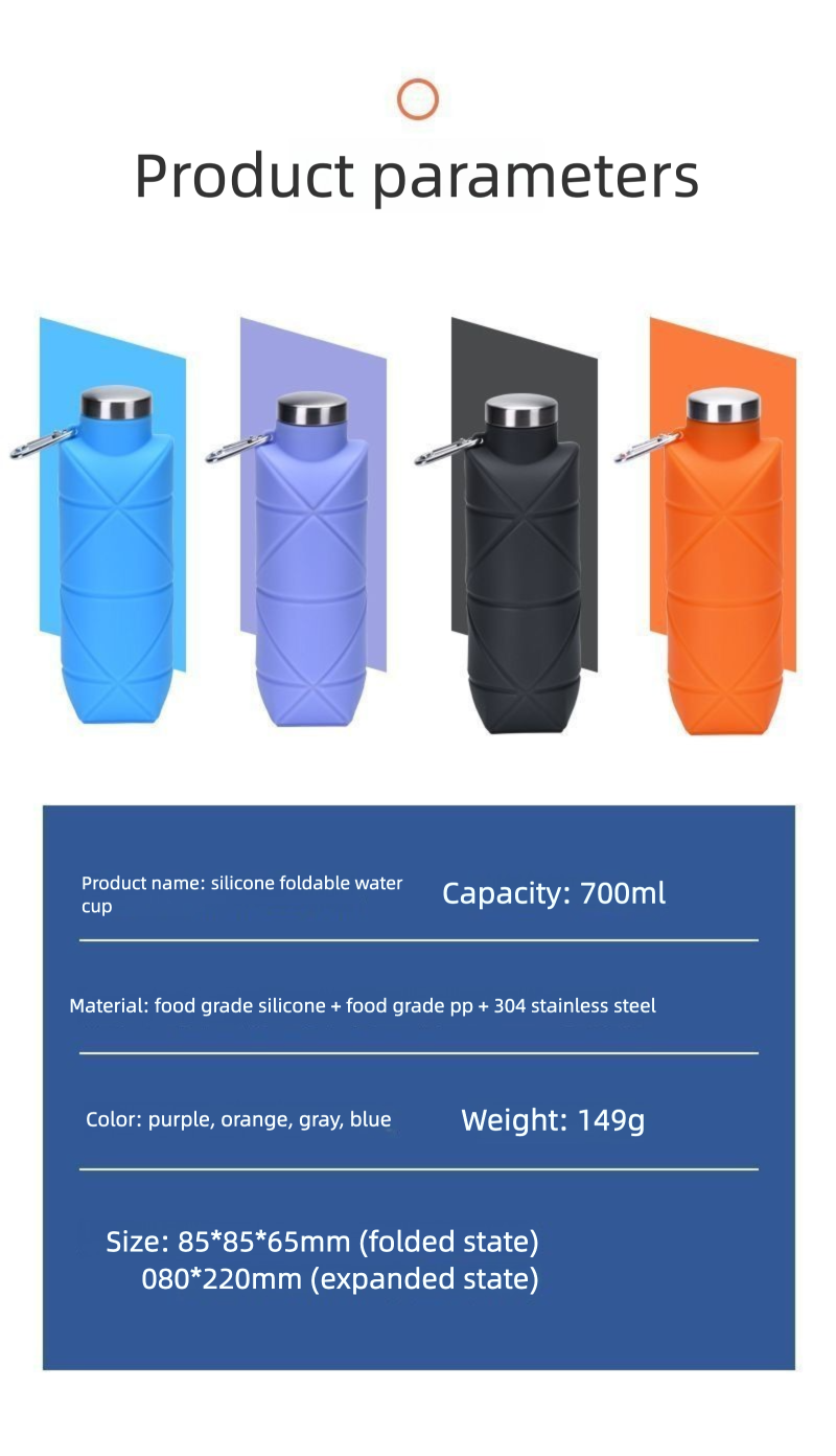 Foldable Silicone Travel Cup Outdoor Collapsible Drinking Bottle_voghion.com